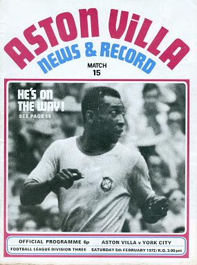aston-villa-york-city-match-day-programme-division-three-05-02-1972-includes-pele-feature pele interview aston villa