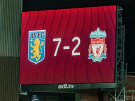 Aston Villa 7 Liverpool 2 Scoreboard picture