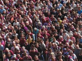 Aston Villa fans waiting outside of Wembley 2018